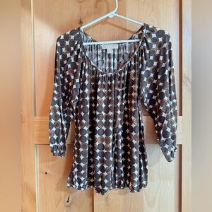 Michael Kors Brown and Cream Circle Pattern Blouse